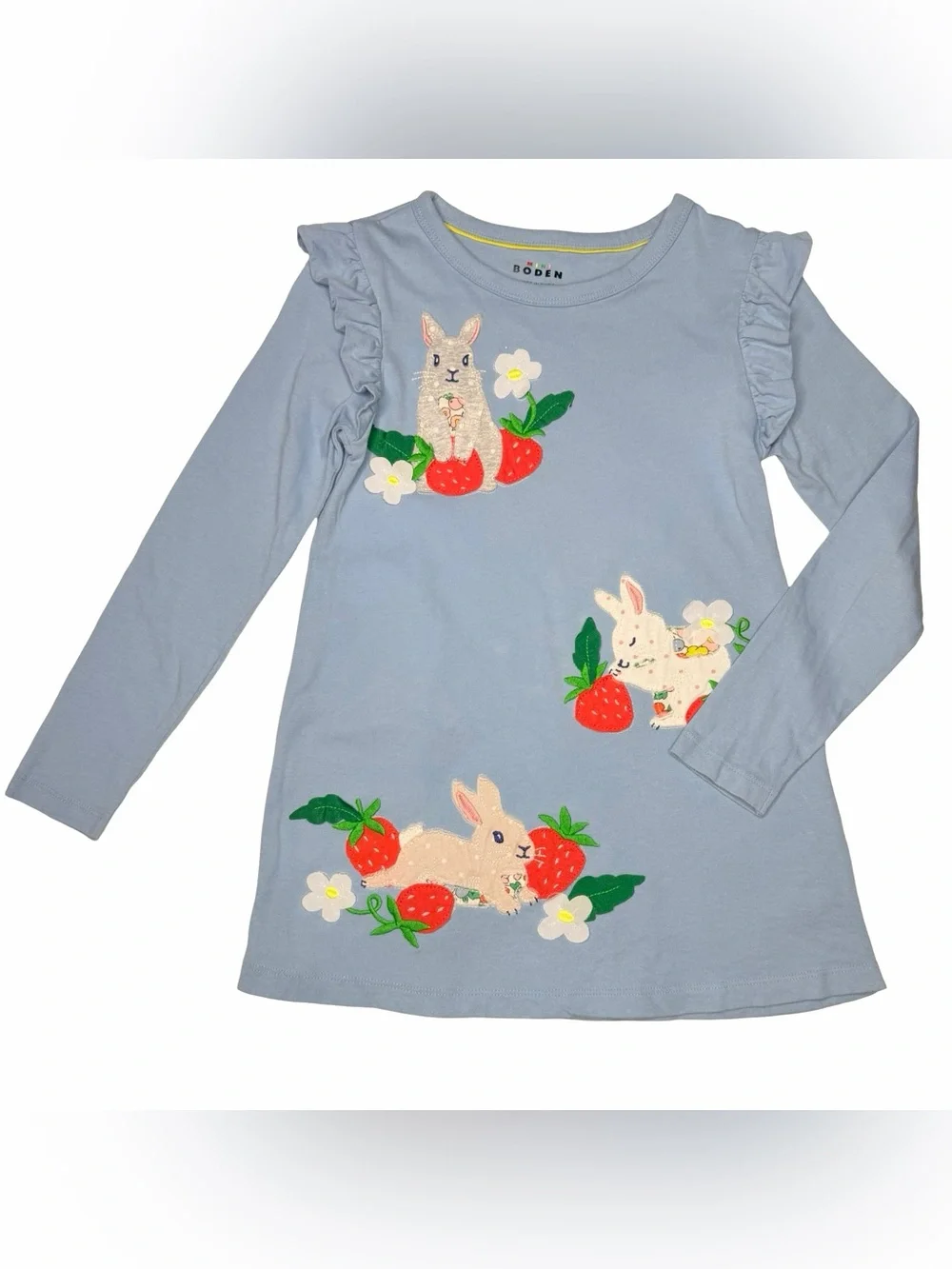 Mini Boden Bunnies And Strawberries Appliqué Tunic
